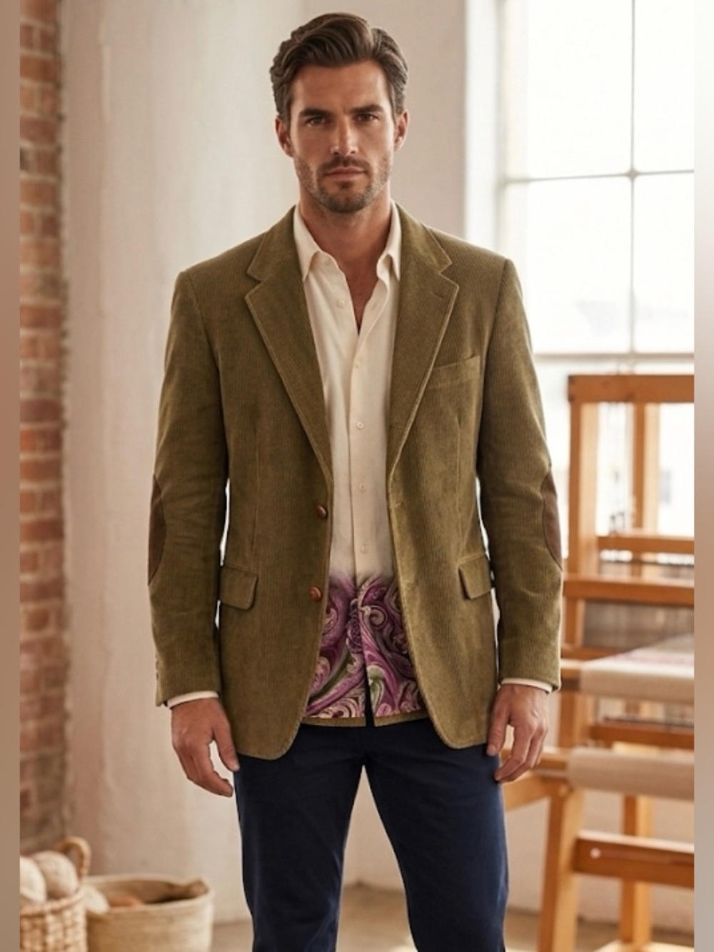 Vintage Ralph Lauren Corduroy Blazer with Elbow Patches - Men's Blazer